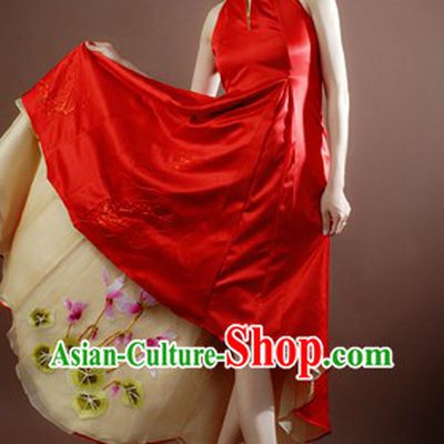 Traditional Chinese Classical High Collar Wedding Ceremony Evening Dress for Brides