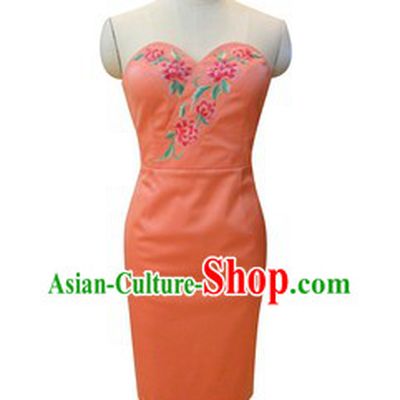 Unique Design Embroidered Pink Short Evening Dress