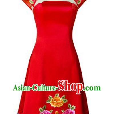 New Design Embroidered Phoenix Flower Evening Dress for Brides