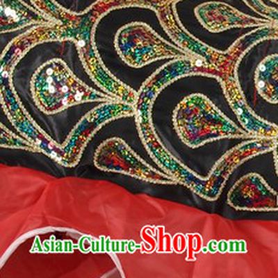 Black Asian Classical Embroidery Dragon Dancing Costumes