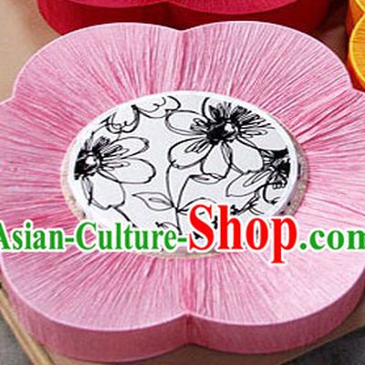 Unique Chinese Pink Mandarin Fabric Style Ocean Flower Lanterns