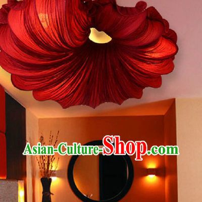 Traditional Handmade Red Chinese Trumpet Shell Shape Ceiling Lantern