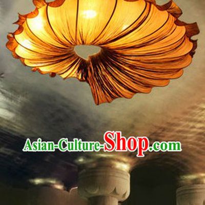 Big Handmade Orange Chinese Trumpet Shell Shape Ceiling Lantern