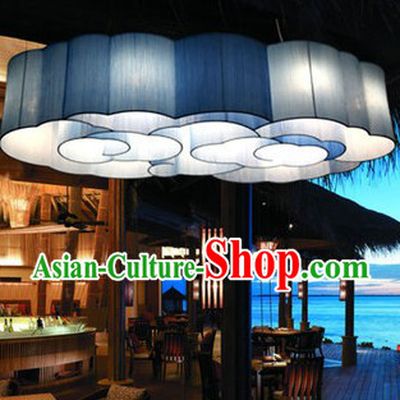 Handmade Fabric Blue Clouds Set Lantern Group