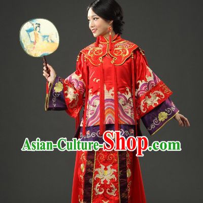 Traditional Chinese Red Xiu He Style Wedding Suit Clothing for Brides