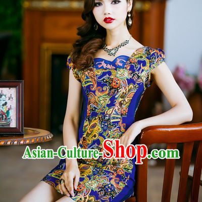 Traditional Chinese Old Shanghai Style Short Cheongsam Qipao