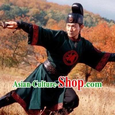 Flying Daggers Shi Mian Mai Fu Ancient Chinese Green Captor Costume and Hat
