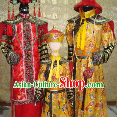 China Imperial Family Emperor Clothes Empress Costumes and Prince Clothing 3 Complete Sets