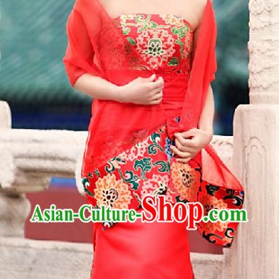 Classical Chinese Folk Wedding Evening Dress Long Skirt for Women