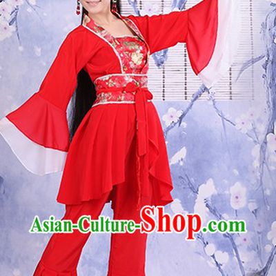 Ancient Chinese Red Stage Performance Dance Costumes for Women