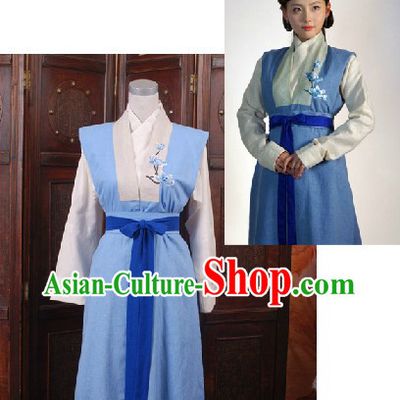 Ancient Chinese Ming Dynasty Qing Cheng Xue Embroidered Flower Han Fu Clothing for Women