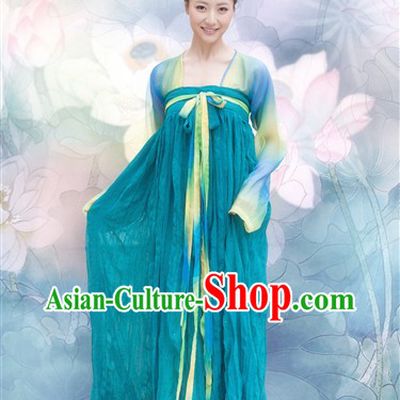 Ancient Chinese Blue Tang Dynasty Imperial Palace Clothing for Women