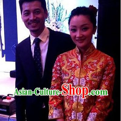 Traditional Chinese Dragon and Phoenix Wedding Attire for Brides
