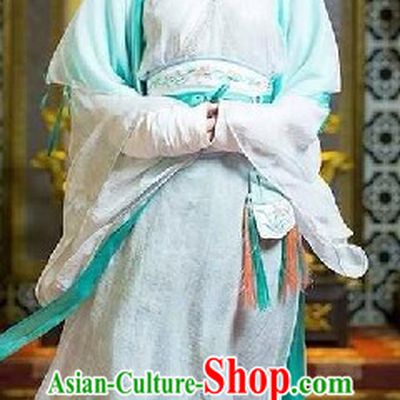 Ancient Chinese Legend Green and White Beauty Hanfu Clothing Complete Set