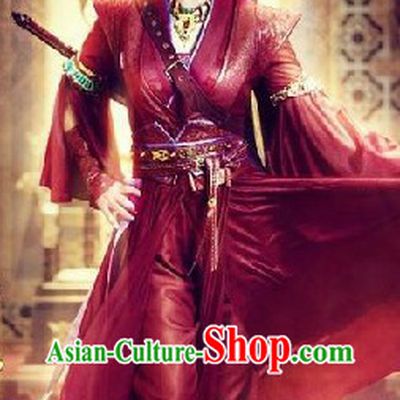 Ancient Chinese Red Swordswoman Knight Costumes