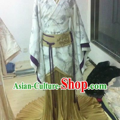 Ancient Chinese Han Dynasty Beauty Clothes for Brides with Long Trail