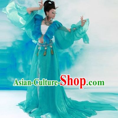 Ancient Chinese Classical Green Peacock Love Costumes for Women