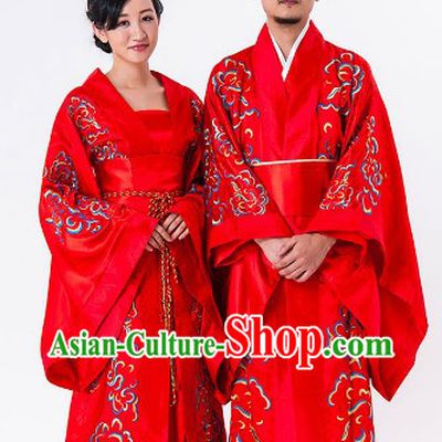 Traditional Chinese Happy Flower Wedding Dresses for Men and Women
