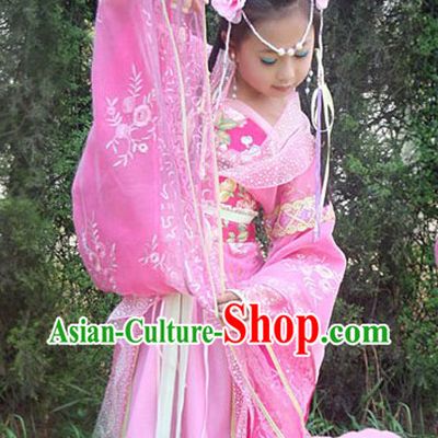 Traditional Chinese Imperial Pink Princess Outfit for Kids
