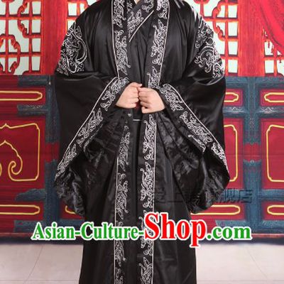 Traditional Chinese Black Dragon Robe for Men