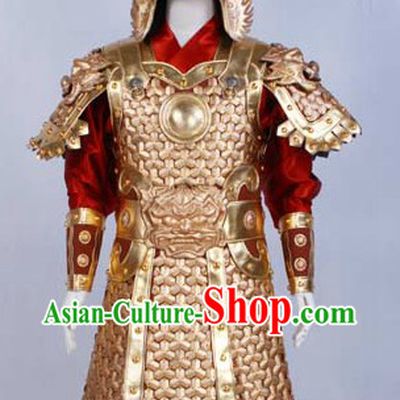 Huang Jin Jia Movie and Television Play General Armor Costumes and Helmet for Men
