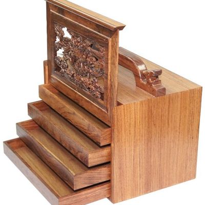 Traditional Carved Chinese Rosewood Five Layers Mahjong Box