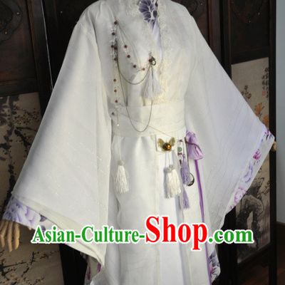 Pure White Ancient Chinese Knight Boy Outfit
