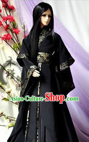 Traditional Ancient Black Cosplay Swordsman Costumes for Men