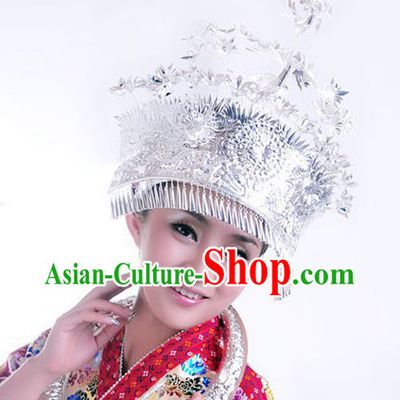 Traditional Hmong Miao Silver Crown for Women