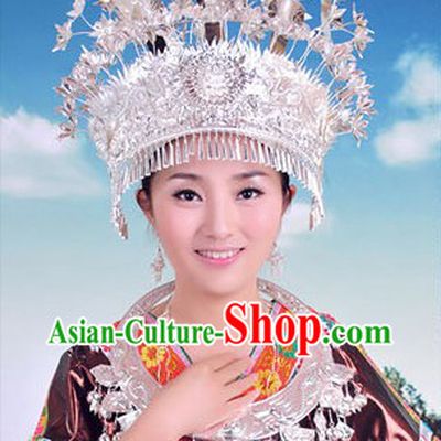Traditional Hmong Miao Silver Headdress for Women