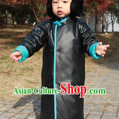 Traditional Chinese Black Thick Robe for Kids