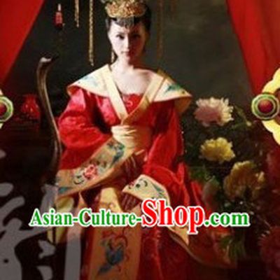 Red Traditional Ancient Chinese Wedding Suit and Crown for Women