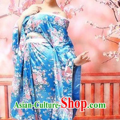 Blue Chinese Classical Guzhuang Flower Clothing for Women