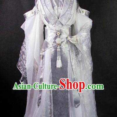 Ancient Chinese White Prince Clothes Complete Set for Men