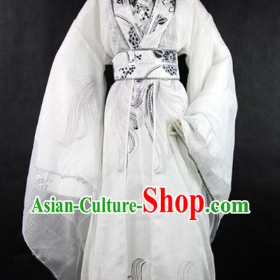 White Ancient Chinese Young Men Costumes