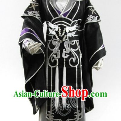 Ancient Chinese Black General Cosplay Hanfu Clothing for Men