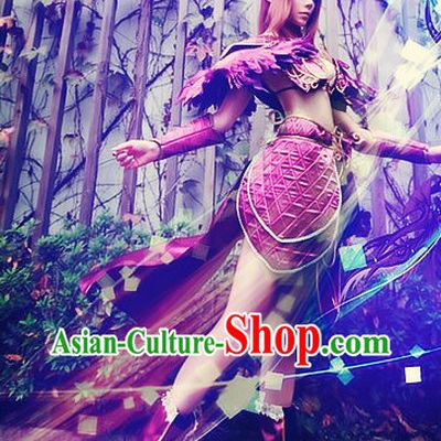 Purple Ancient Chinese Style Nymph Armor Cosplay Costumes for Women