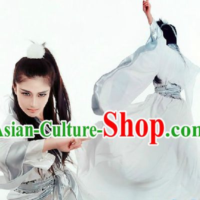 White Wu Lin Wai Zhuan Ancient Chinese Calliver Bai Zhantang Costume for Men
