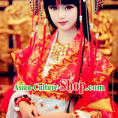 Ancient Chinese SD BJD Princess Costume and Headwear Complete Set for Women