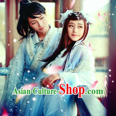 Romantic White Loved Couple Wedding Dresses Two Complete Sets for Bride and Bridegroom