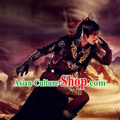 Ancient Chinese Black Swordsman Cosplay Costume for Men