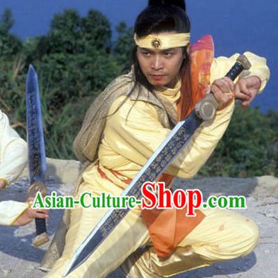 Ancient Chinese Ri Yue Shen Jian TV Drama Knight Calliver Costumes with Long Tunic