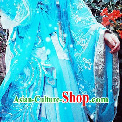 Blue Ancient Chinese Princess Style Costumes Complete Set