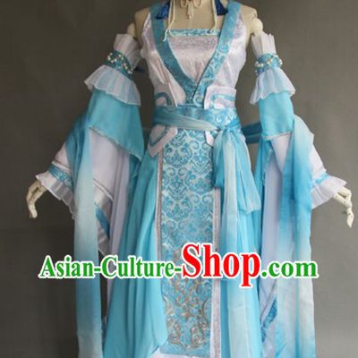 Ancient Chinese Long Kui Princess Costumes and Headpieces Complete Set for Women