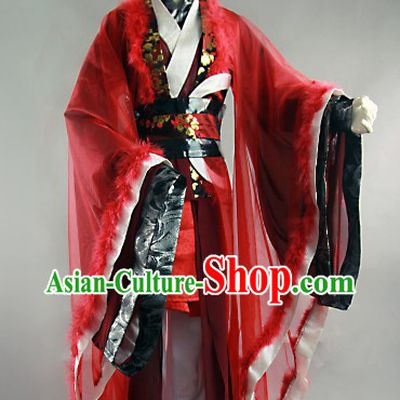 Traditional Ancient Chinese Red and Black Prince Clothes for Men
