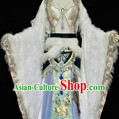 Traditional Ancient Chinese White Princess Costume for Women
