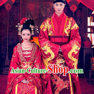 Chinese Traditional Wedding Ceremony Dresses, Hat and Hair Accessories Complete Sets