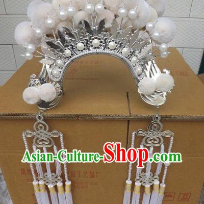 Traditional Peking Opera White Phoenix Coronet