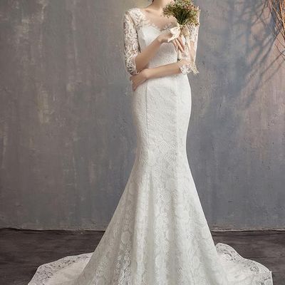 Stunning Beautiful Lace Fish Tail Wedding Dress