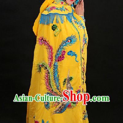 Yellow Traditional Chinese Princess Phoenix Embroidery Cape